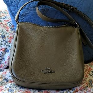 Coach Crossbody Handbag - Olive Green Leather Pewter Accents